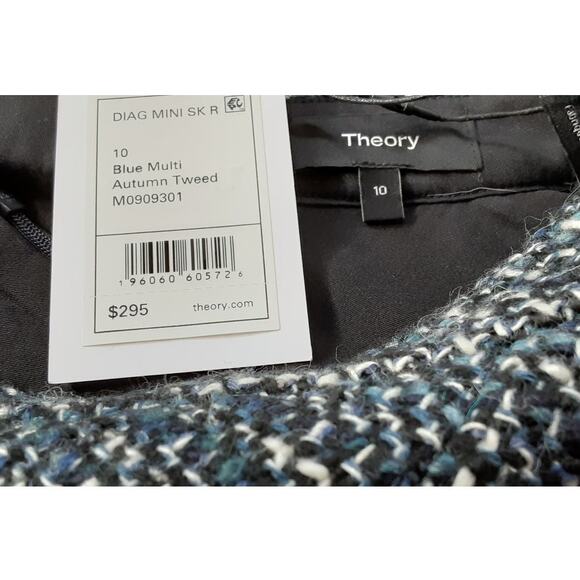NWT - Theory Blue Multi Autumn Tweed Diag Zip Skirt Size: 10 - Picture 8 of 8